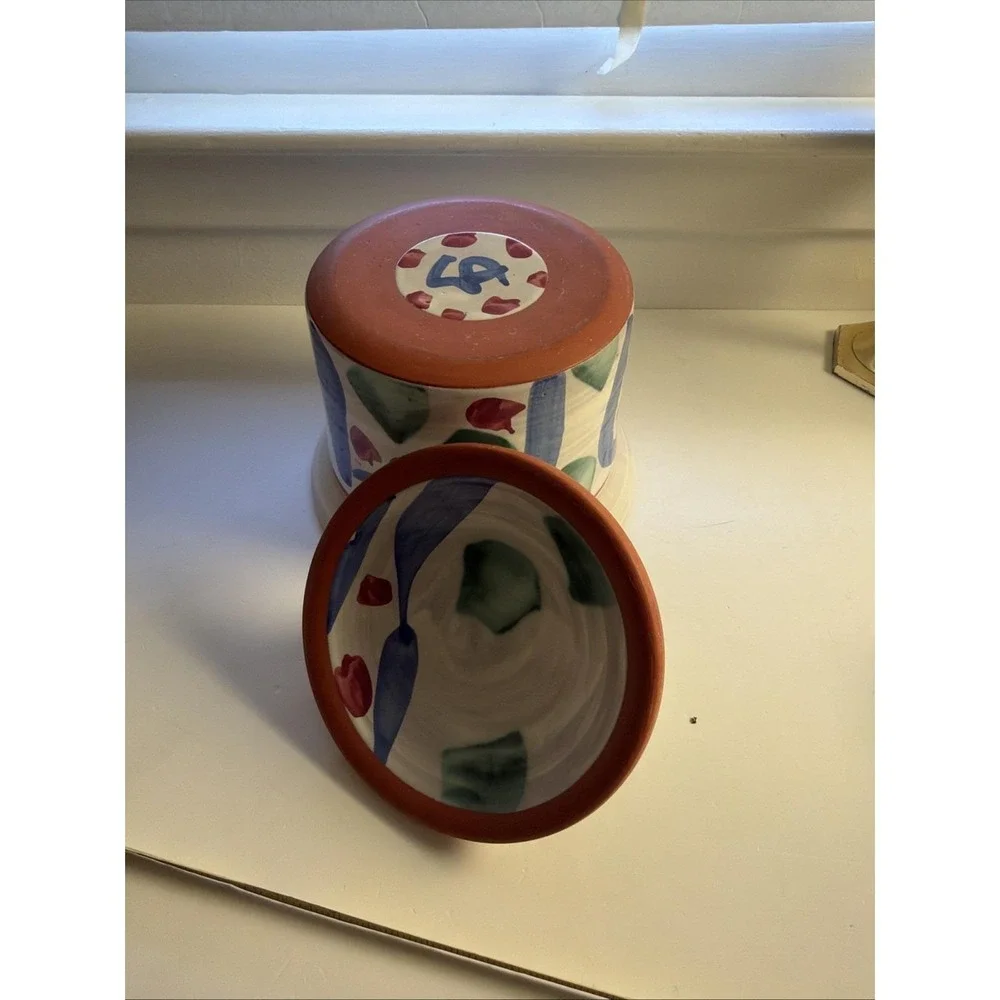 Vintage‎ Stanley Mace Andersen Ceramic Lidded Jar Pot Hand Painted Floral Design